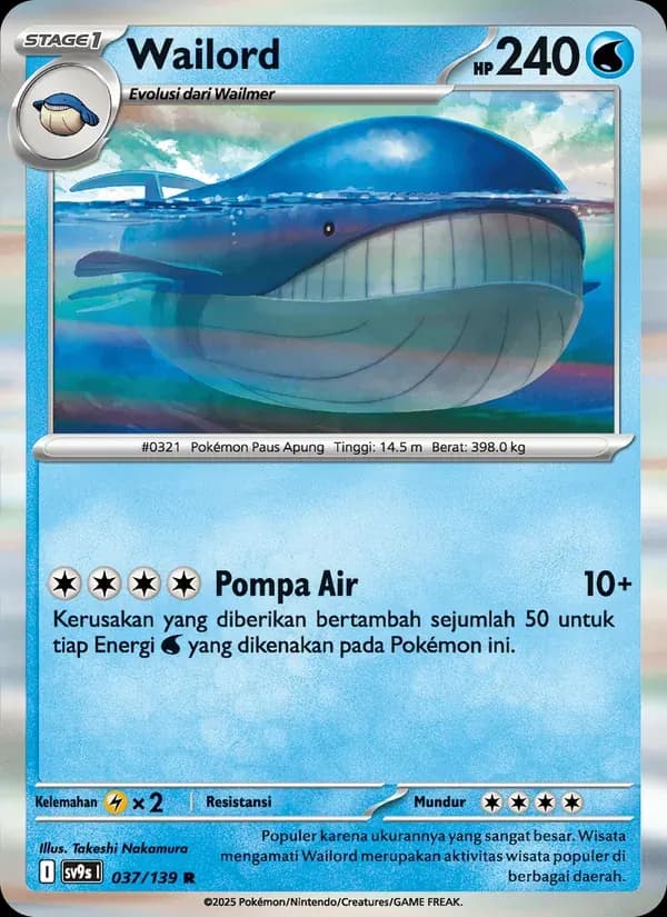 Wailord — SV9S 37 Indonesian Pokémon card