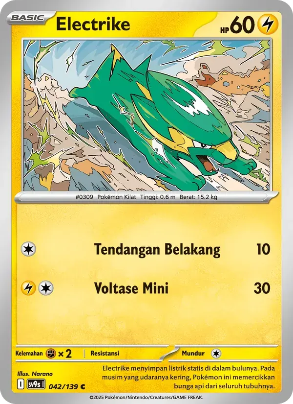 Electrike — SV9S 42 Indonesian Pokémon card