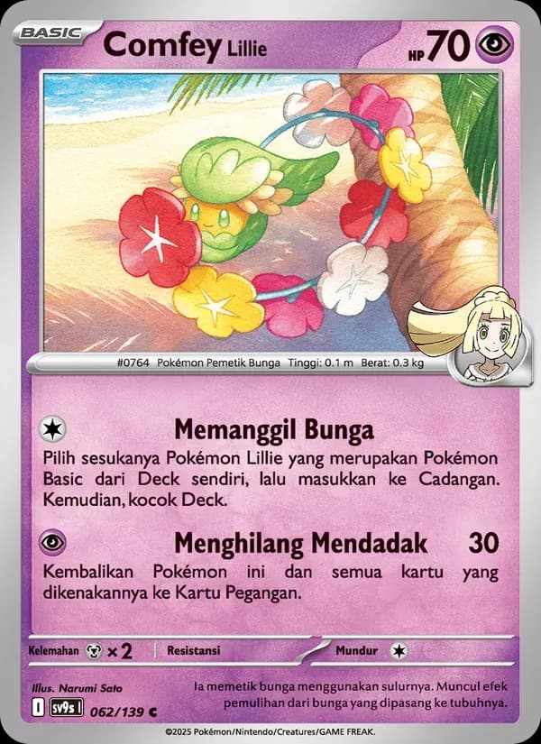 Comfey <Lillie> — SV9S 62 Indonesian Pokémon card