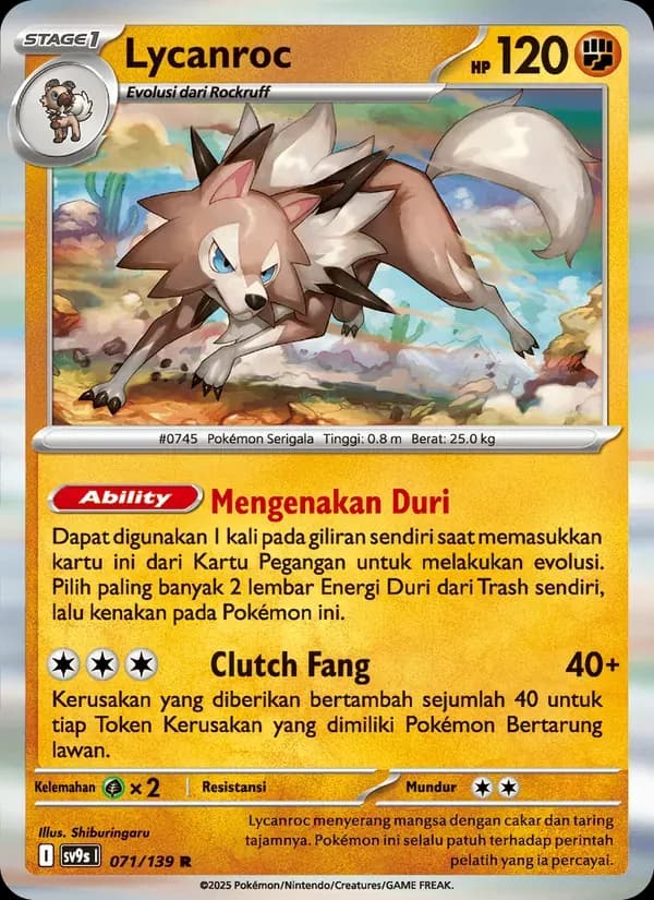 Lycanroc — SV9S 71 Indonesian Pokémon card