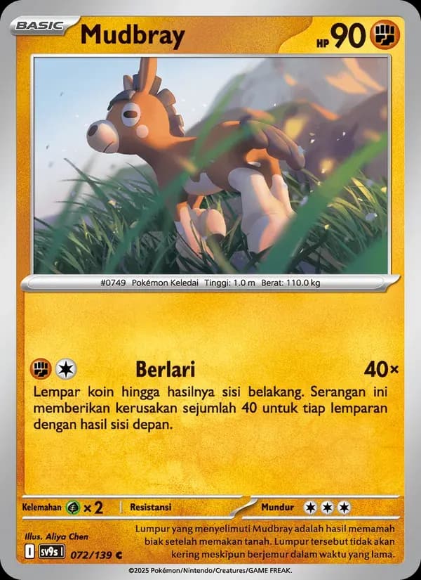 Mudbray — SV9S 72 Indonesian Pokémon card