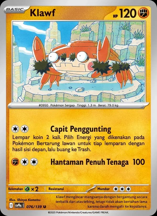 Klawf — SV9S 76 Indonesian Pokémon card