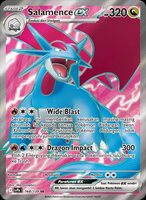 Salamence ex — SV9S 168 Indonesian Pokémon card