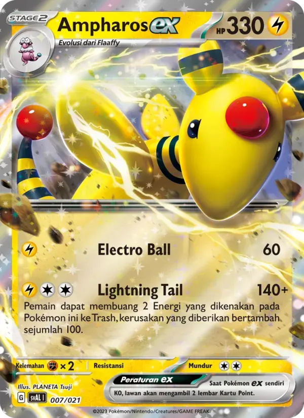 Ampharos ex — SVAL 7 Indonesian Pokémon card
