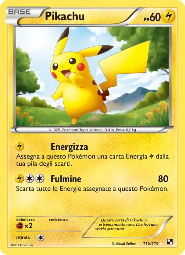 Pikachu — Nero e Bianco 115 Italian Pokémon card
