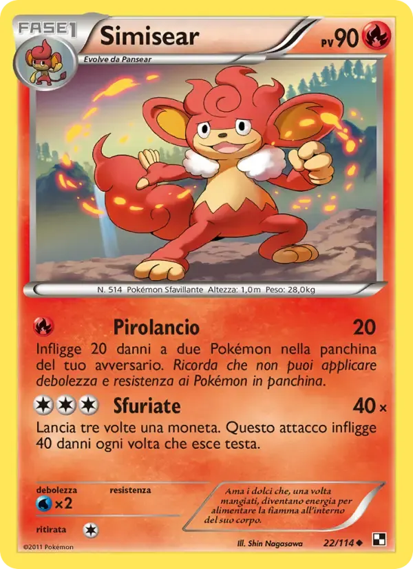 Simisear — Nero e Bianco 22 Italian Pokémon card