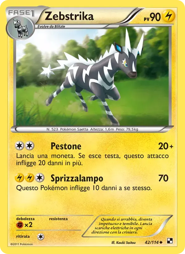 Zebstrika — Nero e Bianco 42 Italian Pokémon card