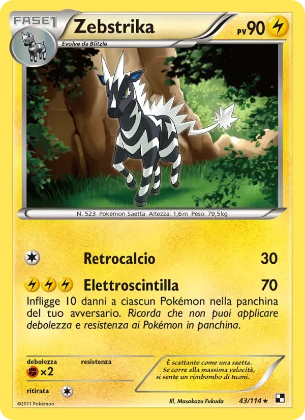 Zebstrika — Nero e Bianco 43 Italian Pokémon card