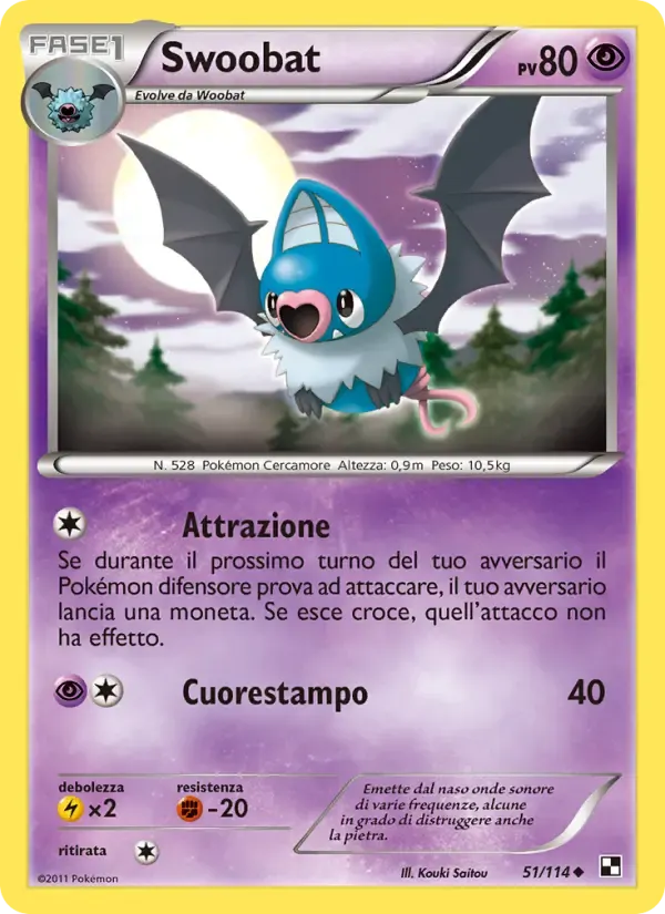 Swoobat — Nero e Bianco 51 Italian Pokémon card