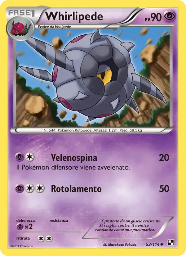 Whirlipede — Nero e Bianco 53 Italian Pokémon card