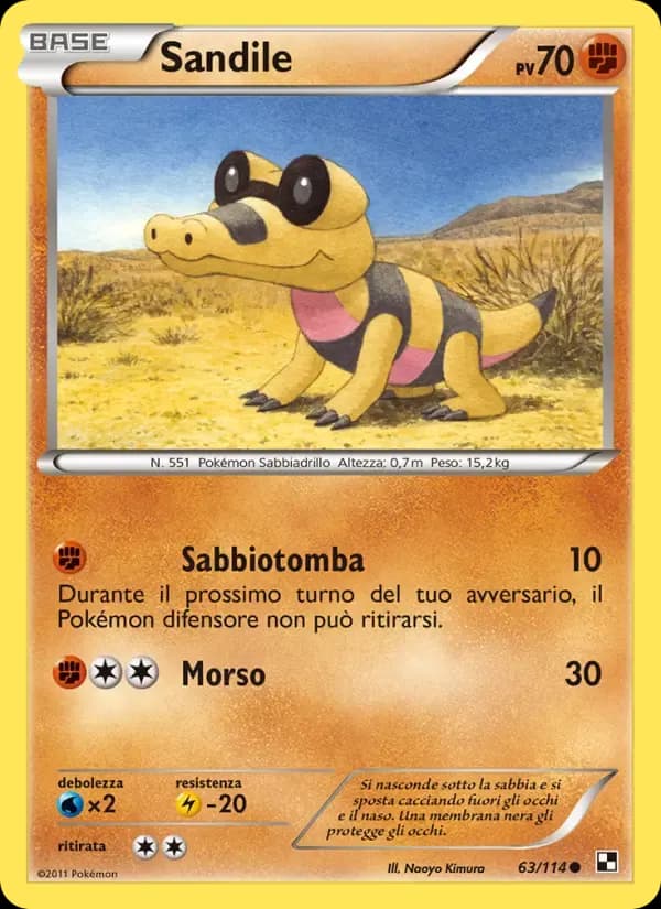 Sandile — Nero e Bianco 63 Italian Pokémon card
