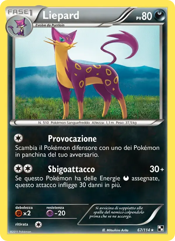 Liepard — Nero e Bianco 67 Italian Pokémon card