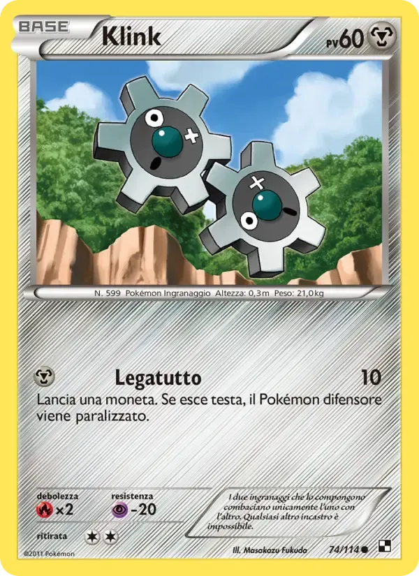 Klink — Nero e Bianco 74 Italian Pokémon card