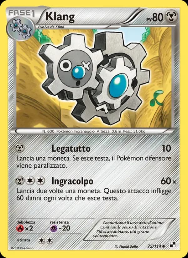Klang — Nero e Bianco 75 Italian Pokémon card