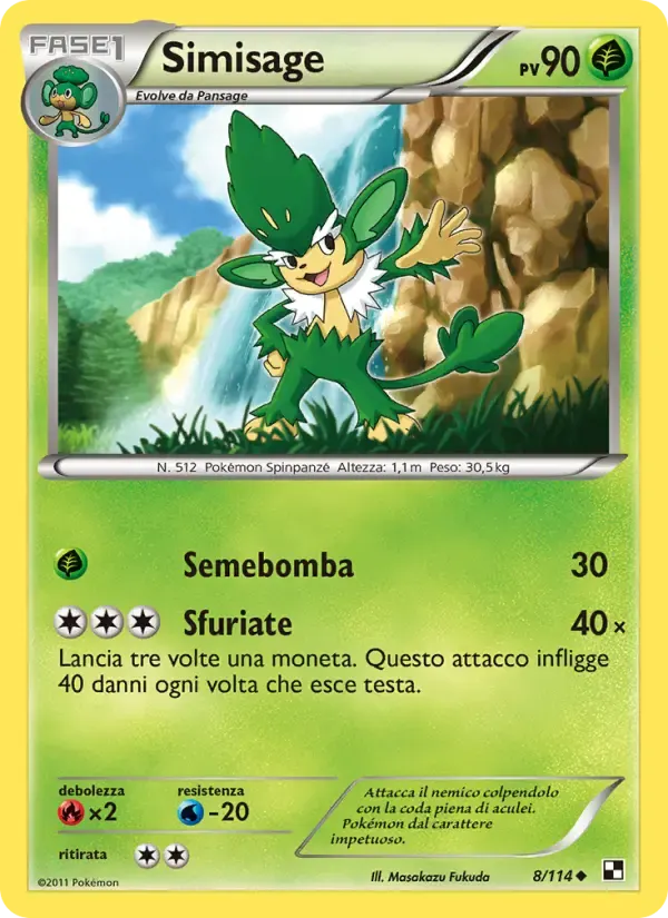 Simisage — Nero e Bianco 8 Italian Pokémon card
