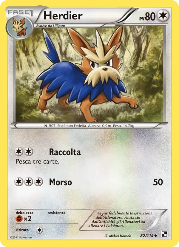 Herdier — Nero e Bianco 82 Italian Pokémon card