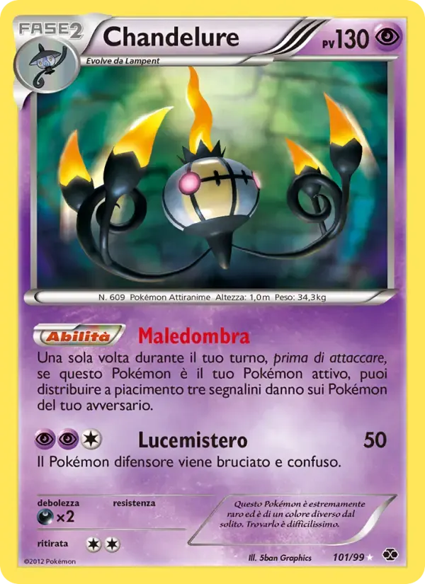 Chandelure — Destini Futuri 101 Italian Pokémon card