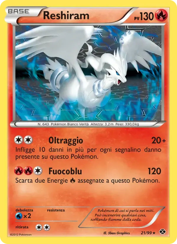 Reshiram — Destini Futuri 21 Italian Pokémon card