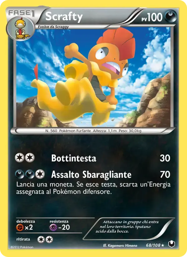 Scrafty — Esploratori delle Tenebre 68 Italian Pokémon card