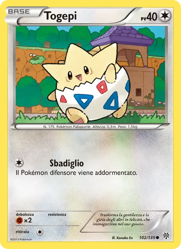 Togepi — Uragano Plasma 102 Italian Pokémon card