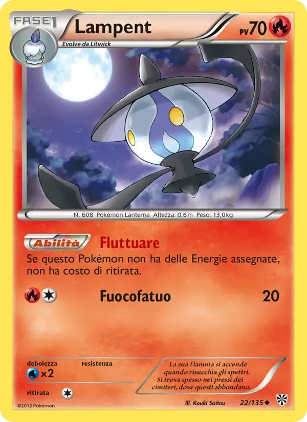 Lampent — Uragano Plasma 22 Italian Pokémon card