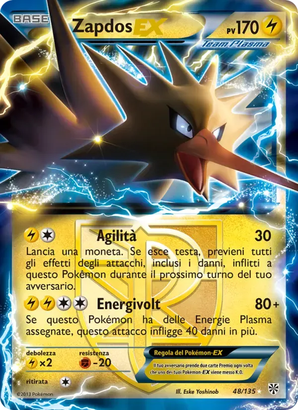 Zapdos-EX — Uragano Plasma 48 Italian Pokémon card