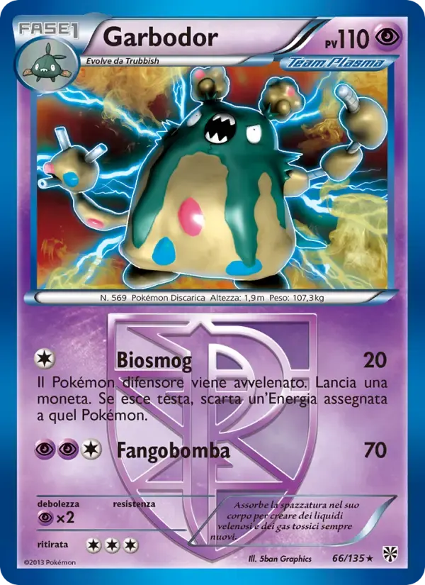 Garbodor — Uragano Plasma 66 Italian Pokémon card