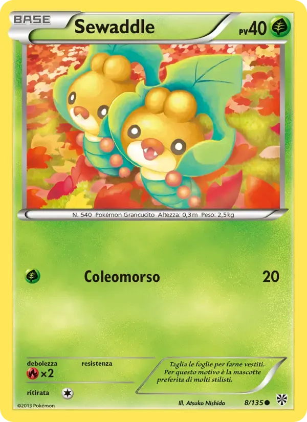 Sewaddle — Uragano Plasma 8 Italian Pokémon card