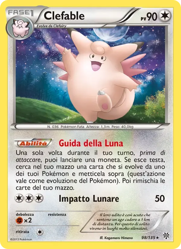 Clefable — Uragano Plasma 98 Italian Pokémon card