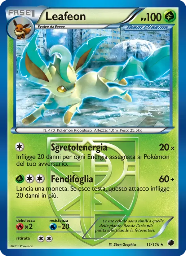 Leafeon — Glaciazione Plasma 11 Italian Pokémon card