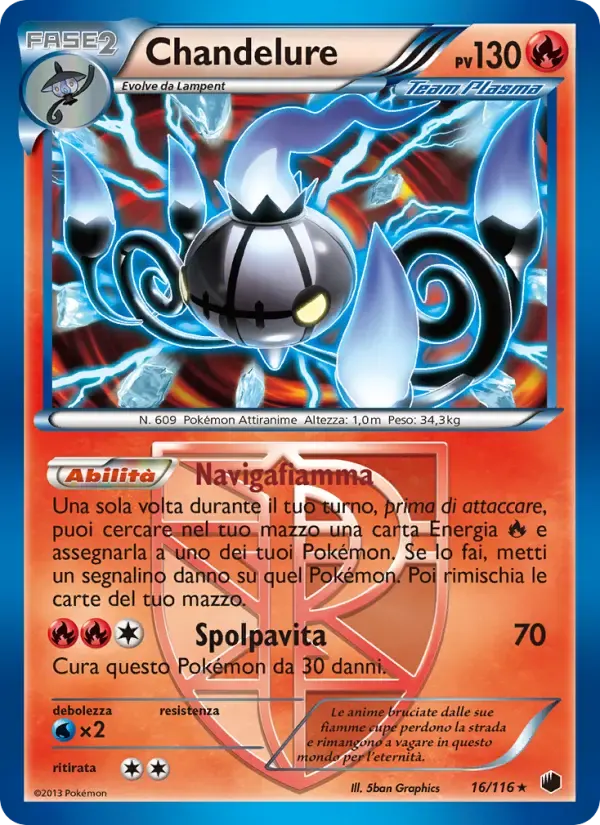 Chandelure — Glaciazione Plasma 16 Italian Pokémon card