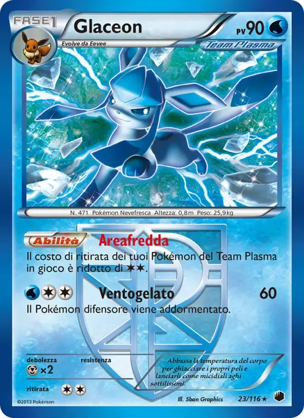 Glaceon — Glaciazione Plasma 23 Italian Pokémon card