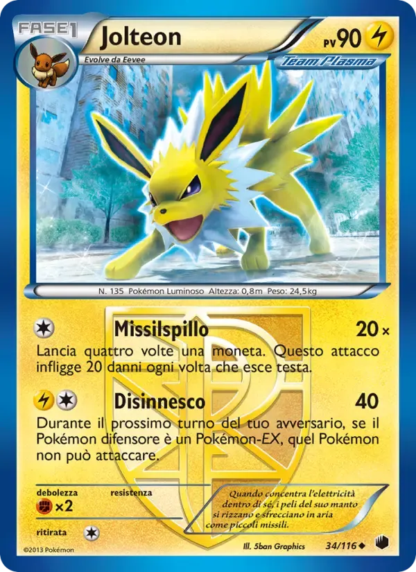 Jolteon — Glaciazione Plasma 34 Italian Pokémon card