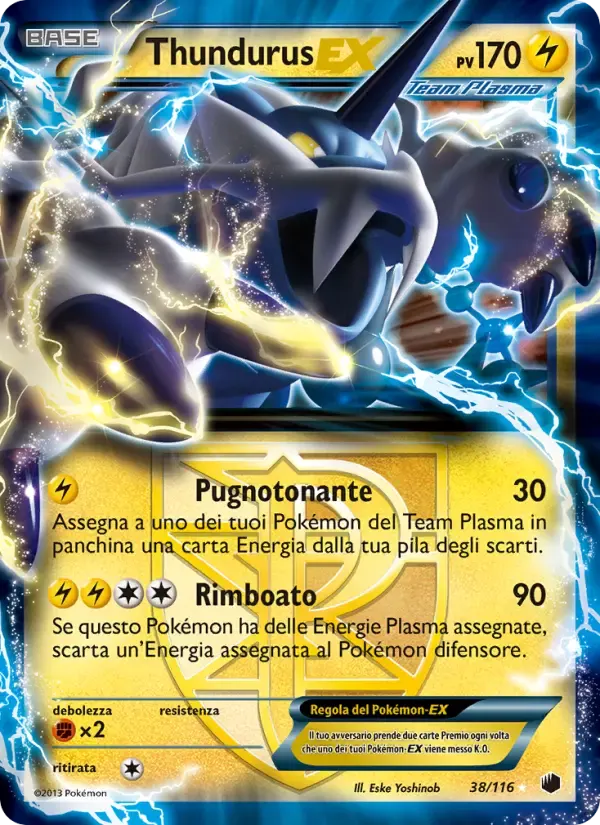 Thundurus-EX — Glaciazione Plasma 38 Italian Pokémon card