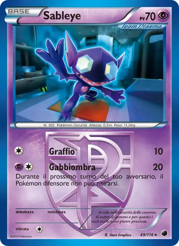 Sableye — Glaciazione Plasma 49 Italian Pokémon card