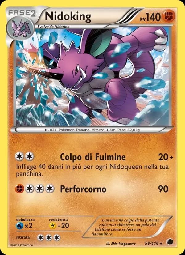 Nidoking — Glaciazione Plasma 58 Italian Pokémon card