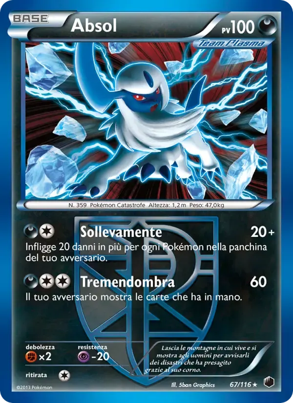 Absol — Glaciazione Plasma 67 Italian Pokémon card