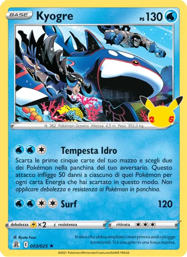 Kyogre — Gran Festa 3 Italian Pokémon card