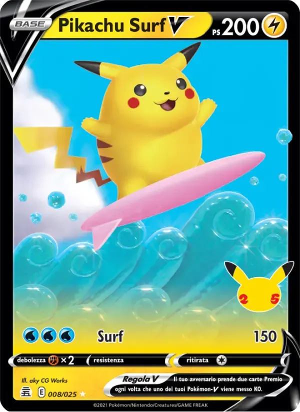 Pikachu Surf V — Gran Festa 8 Italian Pokémon card