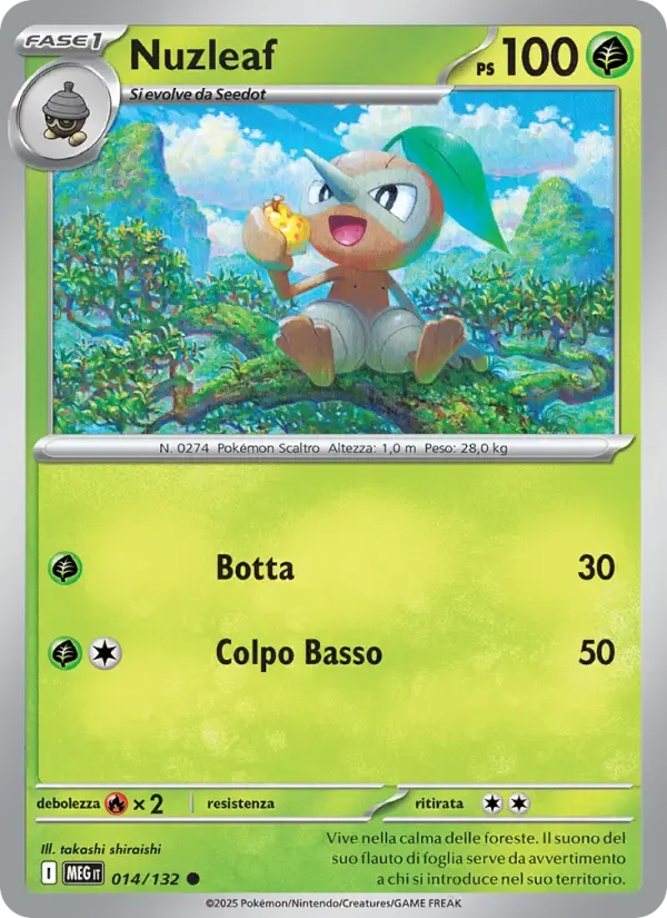 Nuzleaf — Megaevoluzione 14 Italian Pokémon card