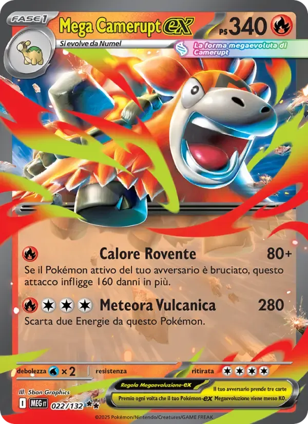 Mega Camerupt-ex — Megaevoluzione 22 Italian Pokémon card
