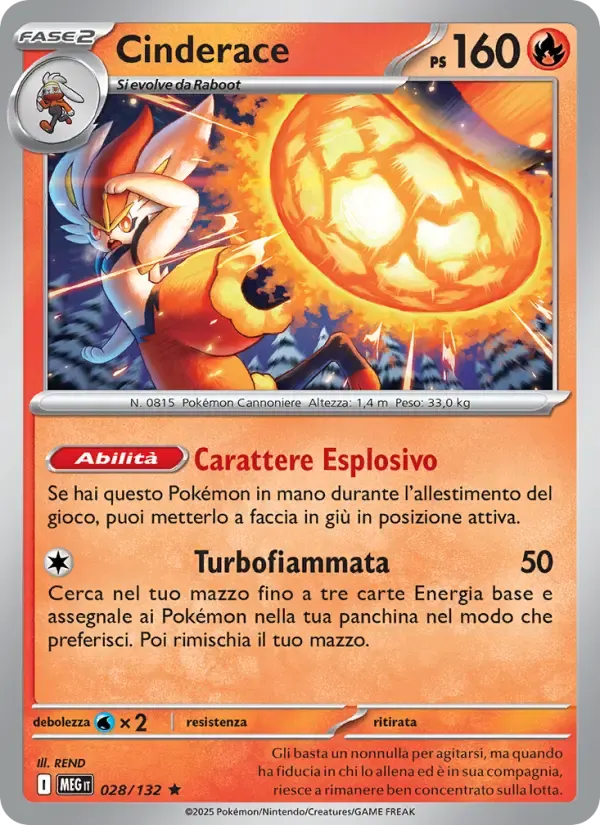 Cinderace — Megaevoluzione 28 Italian Pokémon card
