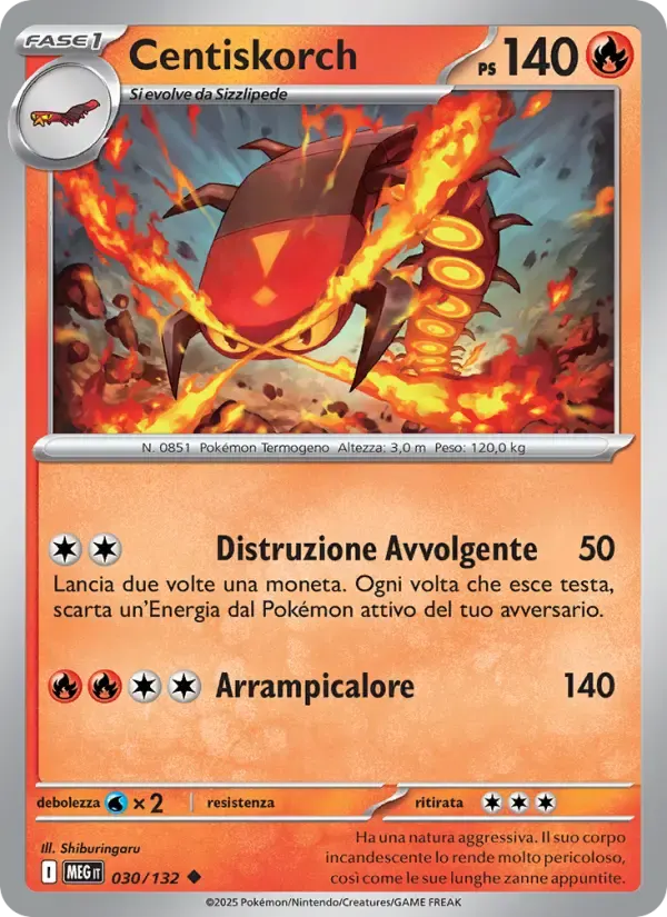 Centiskorch — Megaevoluzione 30 Italian Pokémon card
