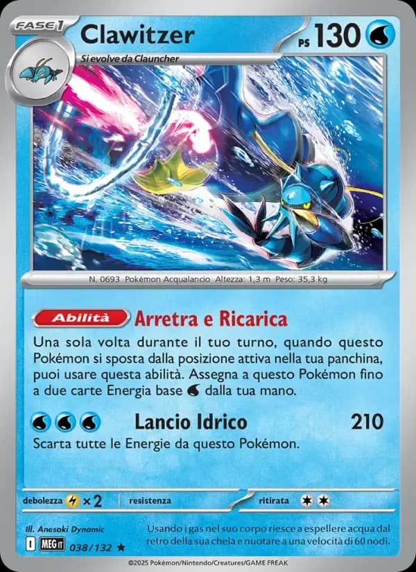 Clawitzer — Megaevoluzione 38 Italian Pokémon card
