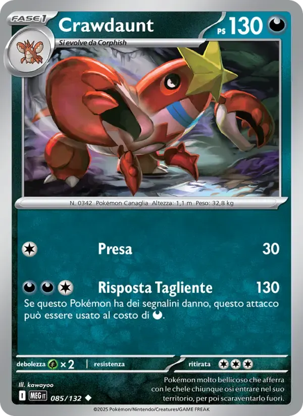 Crawdaunt — Megaevoluzione 85 Italian Pokémon card