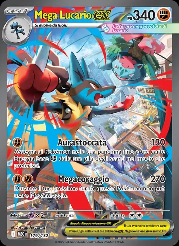 Mega Lucario-ex — Megaevoluzione 179 Italian Pokémon card