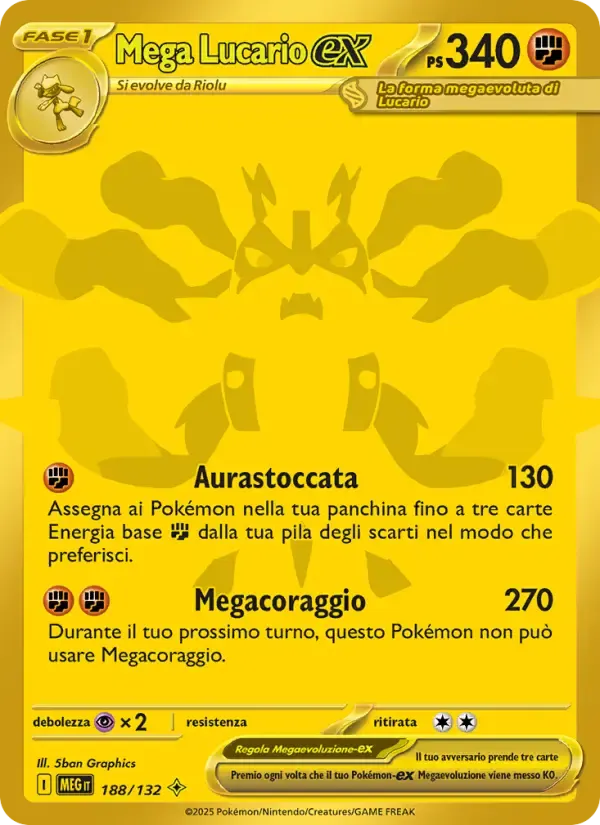 Mega Lucario-ex — Megaevoluzione 188 Italian Pokémon card
