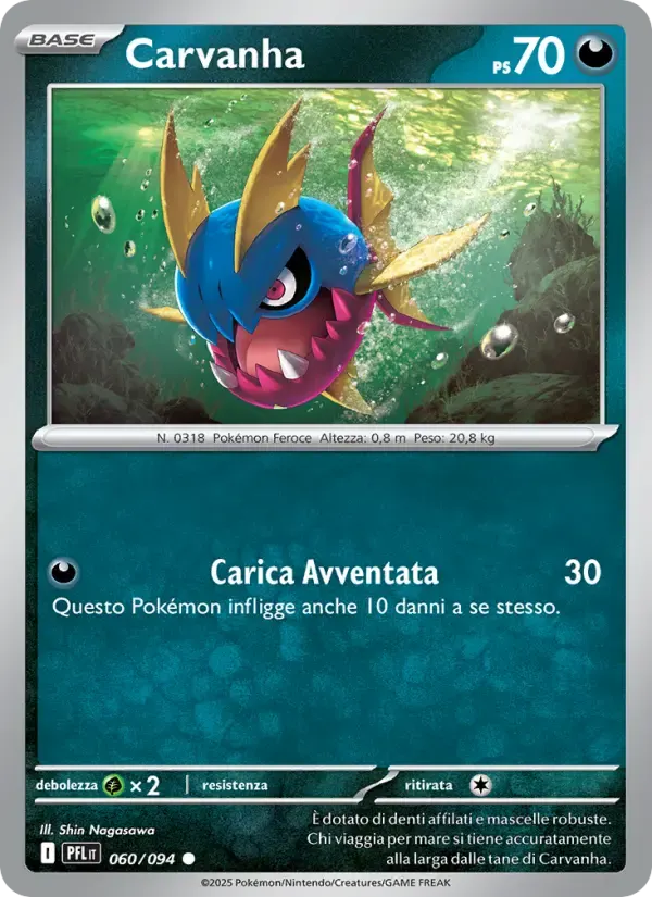 Carvanha — Fiamme Spettrali 60 Italian Pokémon card