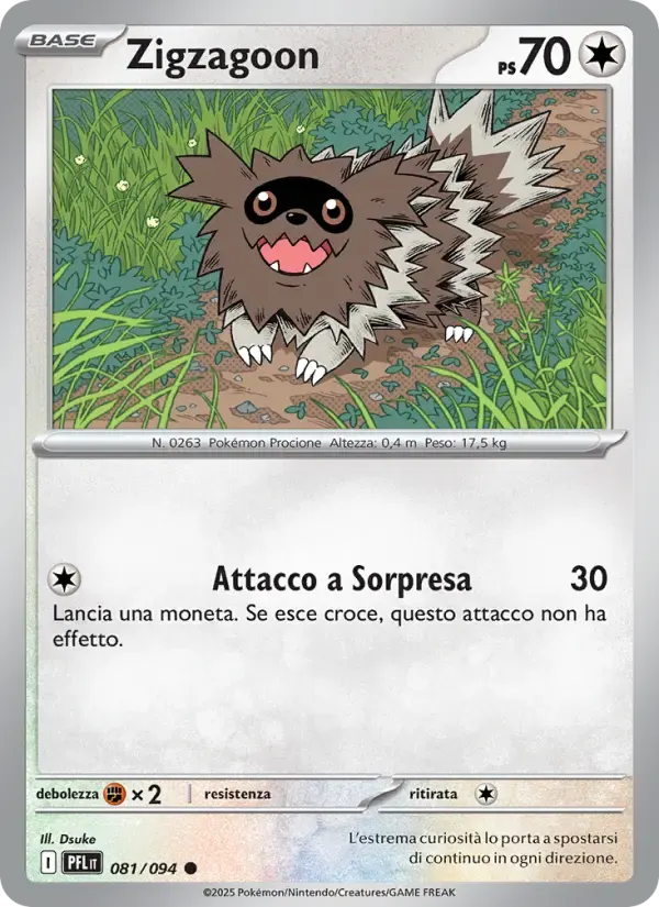 Zigzagoon — Fiamme Spettrali 81 Italian Pokémon card