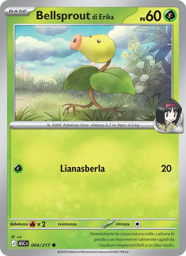 Bellsprout di Erika — Ascesa Eroica 4 Italian Pokémon card